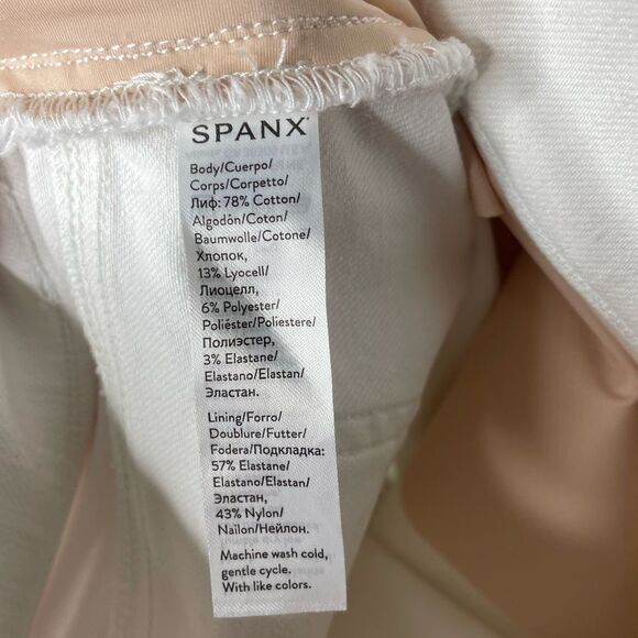 SPANX White Distressed Raw Hem Pull On Tummy Control Jeans Jeggings Size Small - Picture 7 of 7